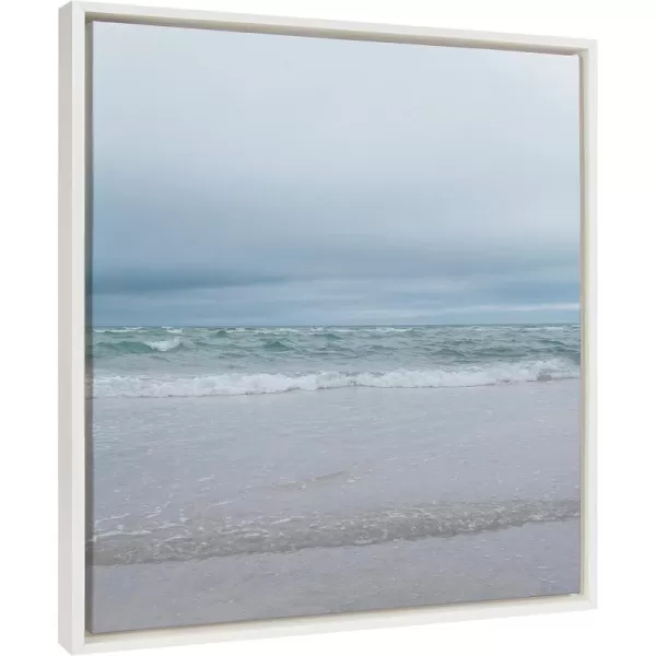 Kate and Laurel Sylvie Lifes a Beach Framed Canvas Wall Art by Stephanie Klatt 22x22 White Natural Ocean Beach Landscape Art for Wall Decor