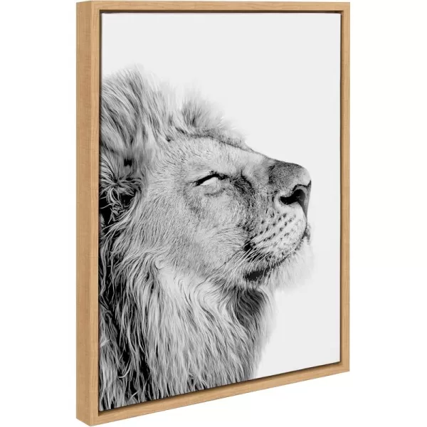 Kate and Laurel Sylvie Lion Self Actualizing Framed Canvas Wall Art by Amy Peterson Art Studio 18 x 24 Gray Adorable Animal Home DcorNatural