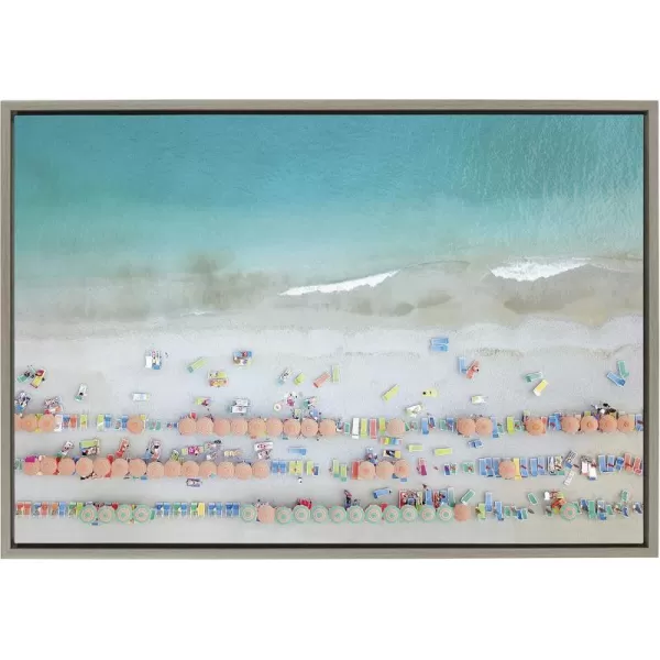 Kate and Laurel Sylvie Monterosso 6 Framed Canvas Wall Art by Rachel Dowd 28x38 Gray Coastal Beach Art for Wall23x33