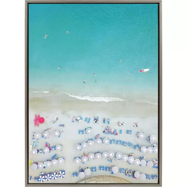 Kate and Laurel Sylvie Monterosso al Mare Swim Framed Canvas Wall Art by Rachel Dowd 28x38 Gray Vibrant Tropical Beach Art for Wall