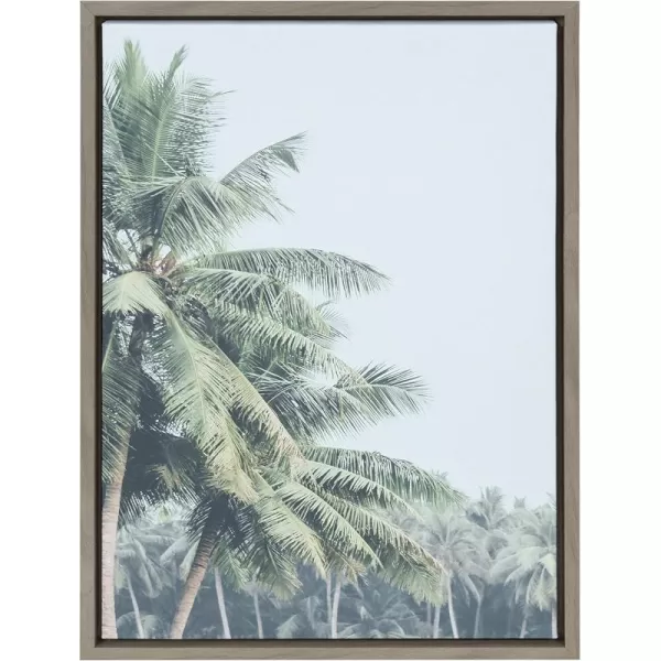 Kate and Laurel Sylvie Pale Green Coconut Palm Trees Framed Canvas Wall Art by The Creative Bunch Studio 18x24 Gray Decorative Coastal Art Print for WallGray