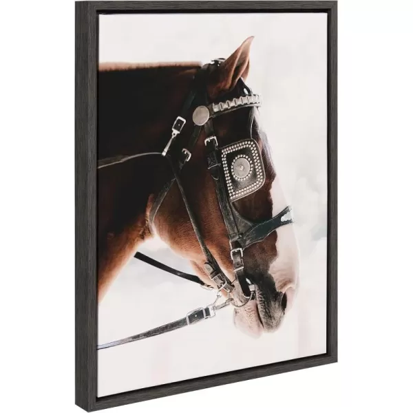 Kate and Laurel Sylvie Prevail Framed Canvas Wall Art by Alicia Abla 18x24 Gray Dramatic Horse Animal Portrait Art for Wall