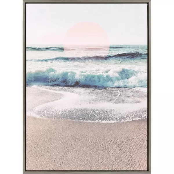 Kate and Laurel Sylvie Sea Salt Sand and Sun Framed Canvas Wall Art by Dominique Vari 28x38 Gray Coastal Art for Wall