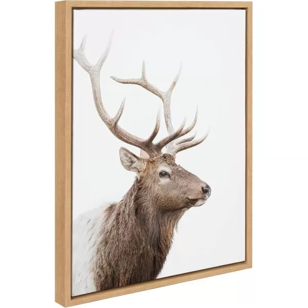 Kate and Laurel Sylvie Stag Profile Framed Canvas Wall Art by Amy Peterson Art Studio 23x33 Natural Modern Forest Animal Portrait Art for WallNatural