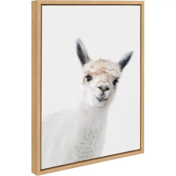 Kate and Laurel Sylvie Studio Alpaca Animal Print Portrait Framed Canvas Wall Art by Amy Peterson 18x24 GrayNatural