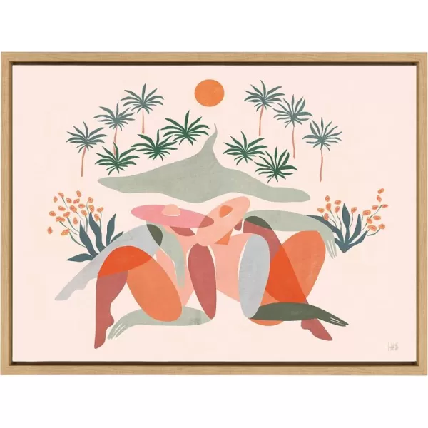 Kate and Laurel Sylvie Summer Daze Framed Canvas Wall Art by Maggie Stephenson 18x24 Natural Beachy Succulent Art for Wall