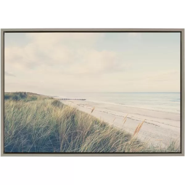 Kate and Laurel Sylvie The Perfect Day Framed Canvas Wall Art by Laura Evans 23x33 Gray Decorative Coastal Art for Wall
