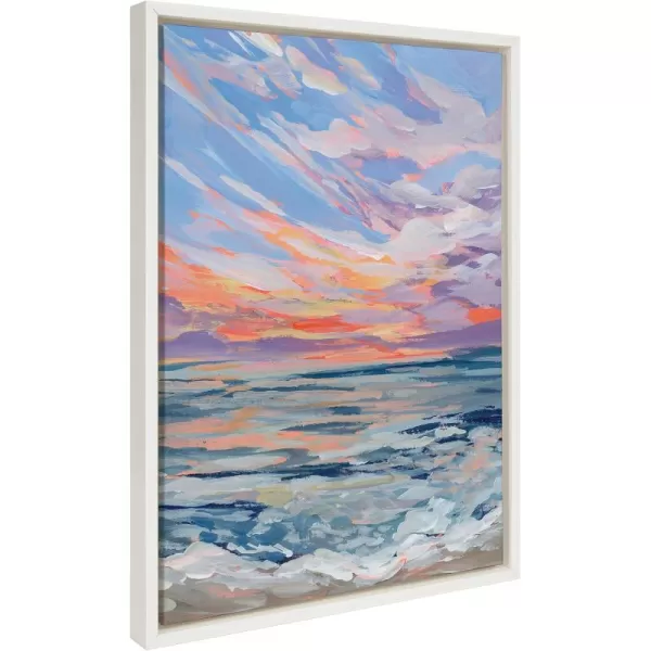 Kate and Laurel Sylvie Virginia Framed Canvas Wall Art by Emily Kenney 18x24 White Colorful Abstract Watercolor Landscape Art for Wall