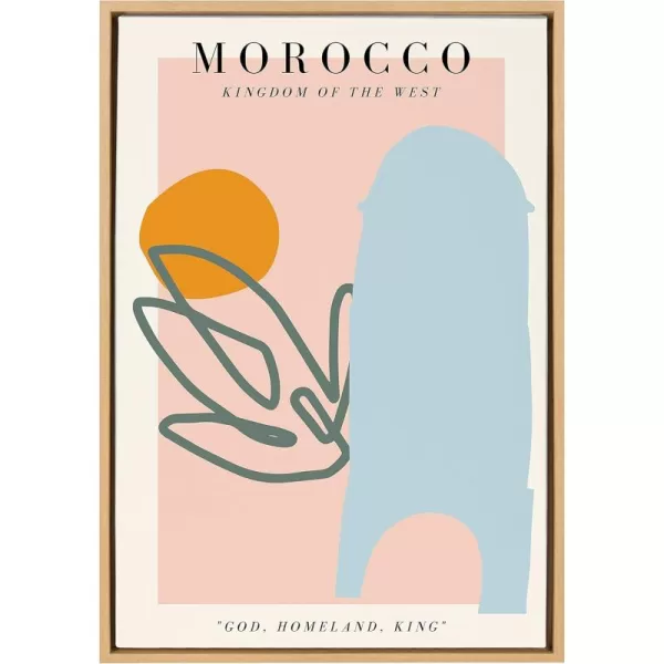 Kate and Laurel x Chay O Collaboration Travel Poster Morocco No1 Framed Canvas Wall Art 23x33 Natural Decorative Morocco Art for Wall