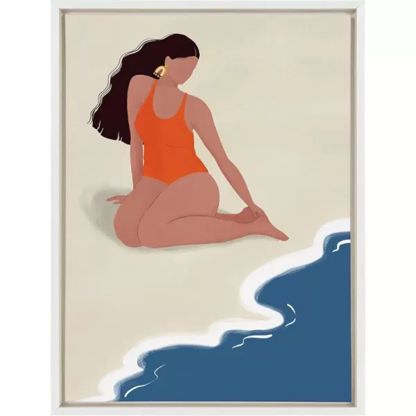 Kate and Laurel x Maja Tomljanovic Solitude Framed Canvas Wall Art 18x24 White Decorative Coastal Art for Wall