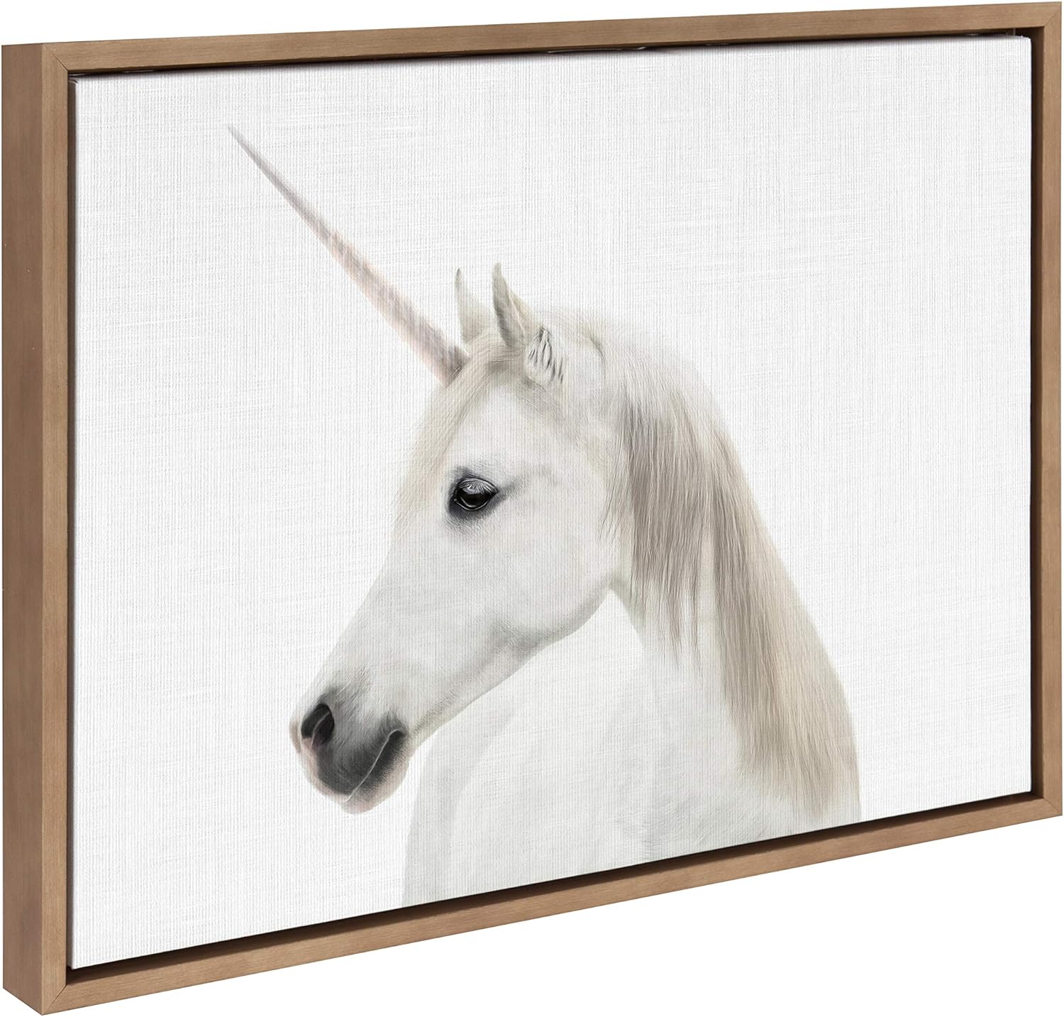 Kate and Laurel Sylvie Unicorn Color Framed Canvas Wall Art by Simon Te of Tai Prints 18x24 White Magical Animal Art for WallGold