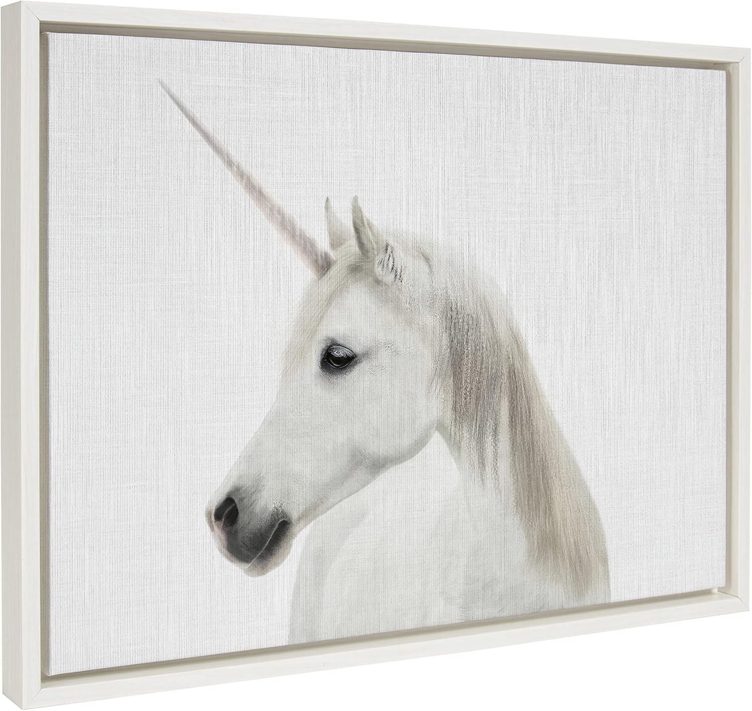 Kate and Laurel Sylvie Unicorn Color Framed Canvas Wall Art by Simon Te of Tai Prints 18x24 White Magical Animal Art for WallWhite