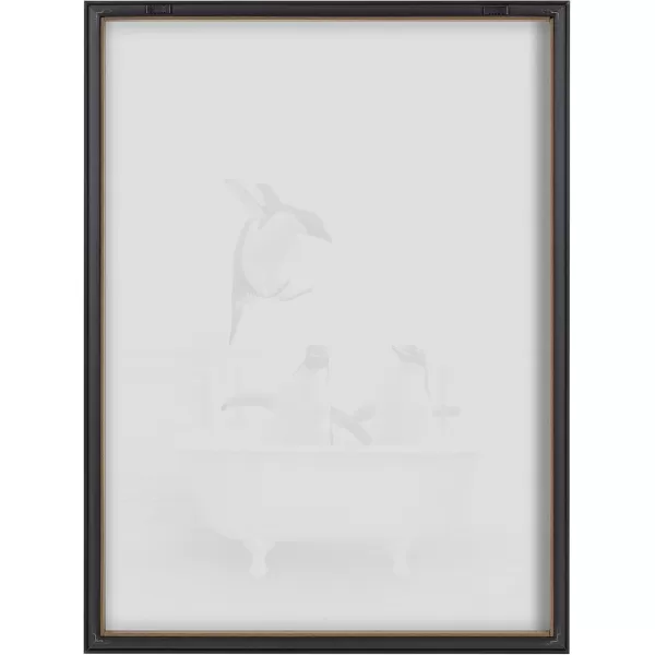 Kate and Laurel Blake Penguins Bathroom Framed Printed Glass Wall Art by Amy Peterson Art Studio 18x24 Gray Decorative Penguin Art Print for Wall