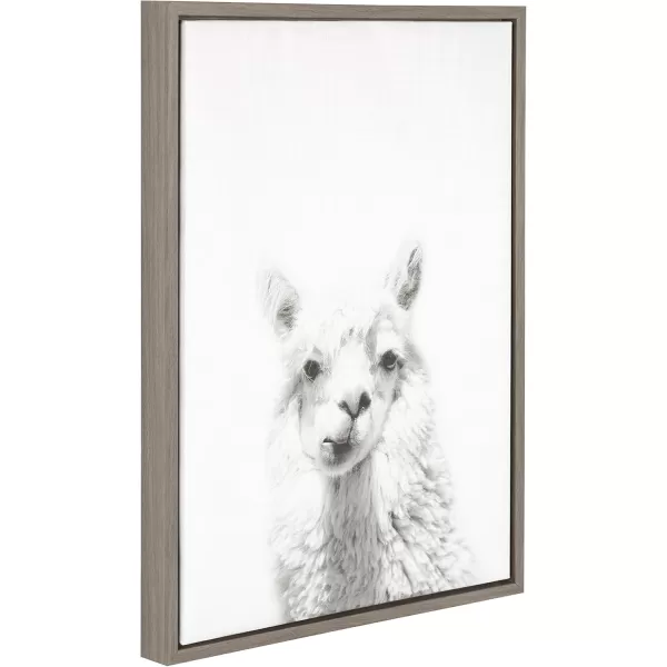 Kate and Laurel Sylvie Alpaca Black and White Portrait Framed Canvas Wall Art by Simon Te Tai 18x24 BlackGrey