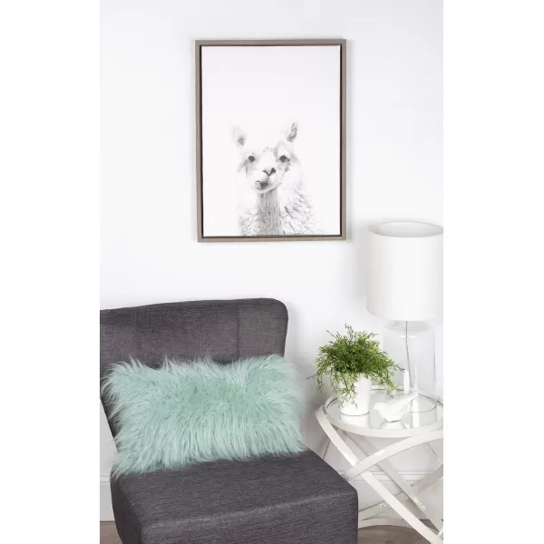 Kate and Laurel Sylvie Alpaca Black and White Portrait Framed Canvas Wall Art by Simon Te Tai 18x24 BlackGrey