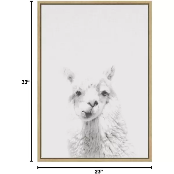 Kate and Laurel Sylvie Alpaca Black and White Portrait Framed Canvas Wall Art by Simon Te Tai 18x24 BlackNatural