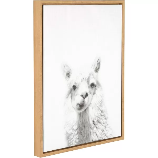 Kate and Laurel Sylvie Alpaca Black and White Portrait Framed Canvas Wall Art by Simon Te Tai 18x24 BlackNatural