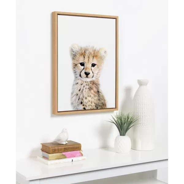 Kate and Laurel Sylvie Baby Cheetah Animal Print Portrait Framed Canvas Wall Art by Amy Peterson 18x24 NaturalNatural