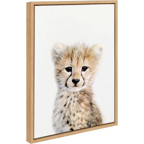 Kate and Laurel Sylvie Baby Cheetah Animal Print Portrait Framed Canvas Wall Art by Amy Peterson 18x24 NaturalNatural