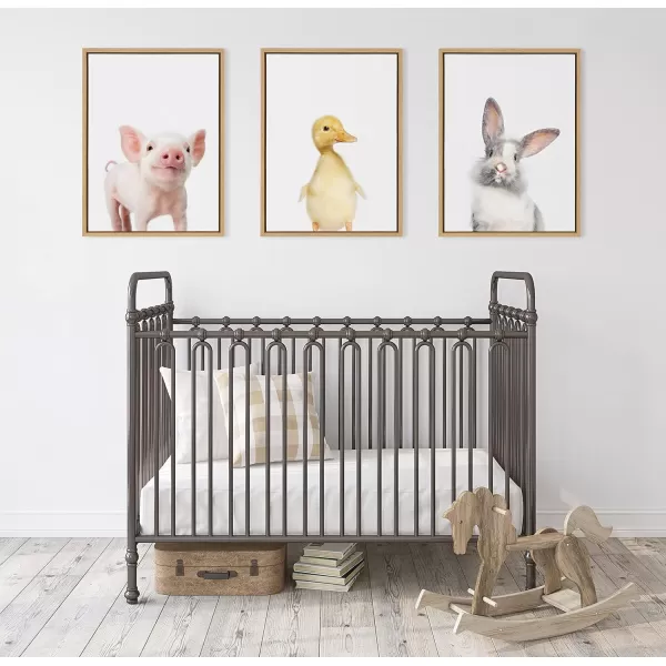 Kate and Laurel Sylvie Baby Piglet Animal Print Portrait Framed Canvas Wall Art by Amy Peterson 18x24 GrayNatural