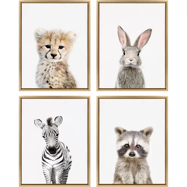 Kate and Laurel Sylvie Baby Zebra Animal Print Portrait Framed Canvas Wall Art by Amy Peterson 18x24 GrayGold