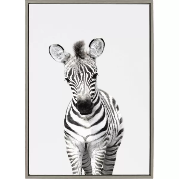 Kate and Laurel Sylvie Baby Zebra Animal Print Portrait Framed Canvas Wall Art by Amy Peterson 18x24 GrayGrey