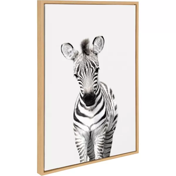 Kate and Laurel Sylvie Baby Zebra Animal Print Portrait Framed Canvas Wall Art by Amy Peterson 18x24 GrayNatural