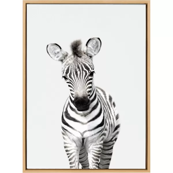 Kate and Laurel Sylvie Baby Zebra Animal Print Portrait Framed Canvas Wall Art by Amy Peterson 18x24 GrayNatural