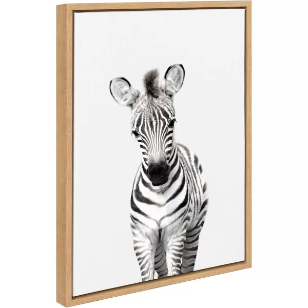 Kate and Laurel Sylvie Baby Zebra Animal Print Portrait Framed Canvas Wall Art by Amy Peterson 18x24 GrayNatural