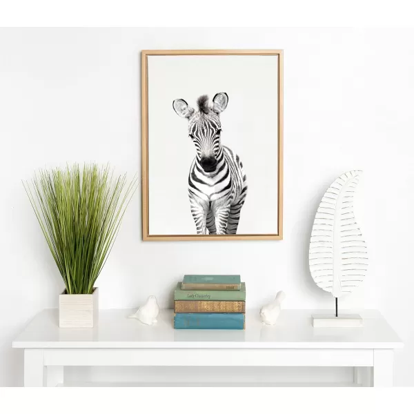 Kate and Laurel Sylvie Baby Zebra Animal Print Portrait Framed Canvas Wall Art by Amy Peterson 18x24 GrayNatural