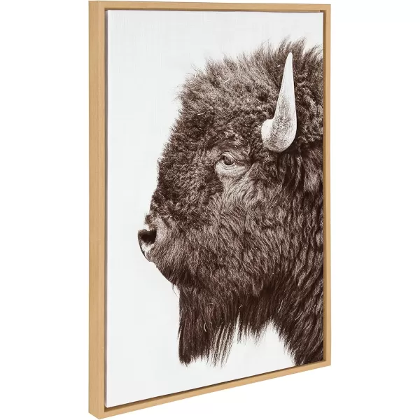 Kate and Laurel Sylvie Bison Profile Framed Canvas Wall Art by Amy Peterson Art Studio 18x24 Natural Modern Animal Portrait Art for WallNatural