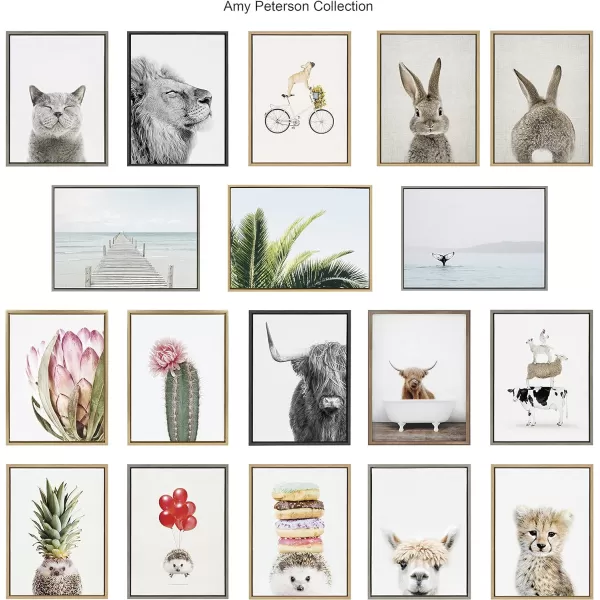 Kate and Laurel Sylvie Bubble Gum Giraffe Framed Canvas Wall Art by Amy Peterson Art Studio 23x33 Natural Cute Whimsical Animal Art for WallGray