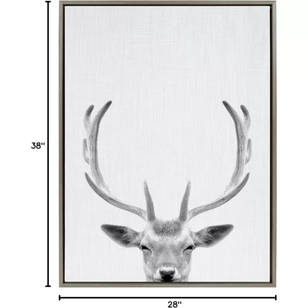 Kate and Laurel Sylvie Deer with Antlers Black and White Portrait Framed Canvas Wall Art by Simon Te Tai 18x24 GrayGray