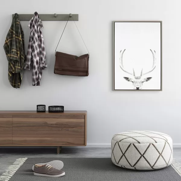 Kate and Laurel Sylvie Deer with Antlers Black and White Portrait Framed Canvas Wall Art by Simon Te Tai 18x24 GrayGrey