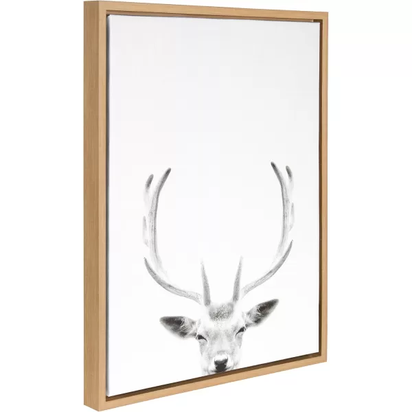 Kate and Laurel Sylvie Deer with Antlers Black and White Portrait Framed Canvas Wall Art by Simon Te Tai 18x24 GrayNatural