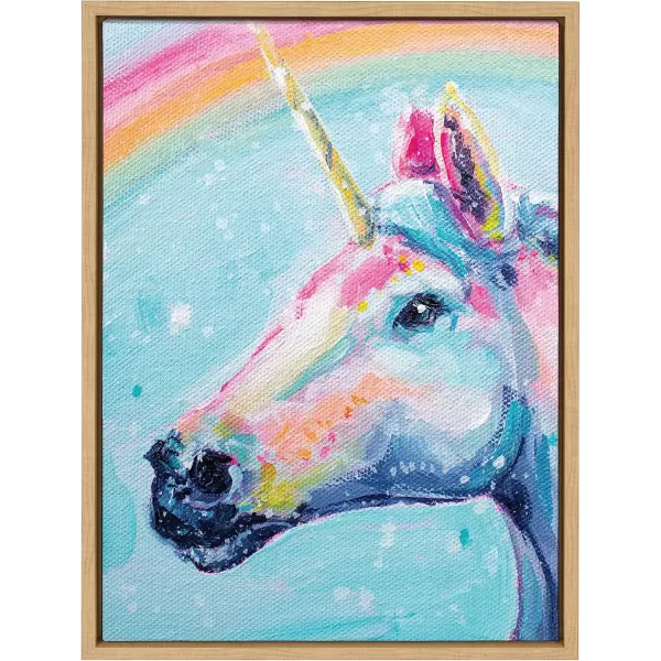Kate and Laurel Sylvie Do You Believe in Magic Framed Canvas Wall Art by Rachel Christopoulos 18x24 White Modern Bright Colorful Unicorn Art for WallNatural