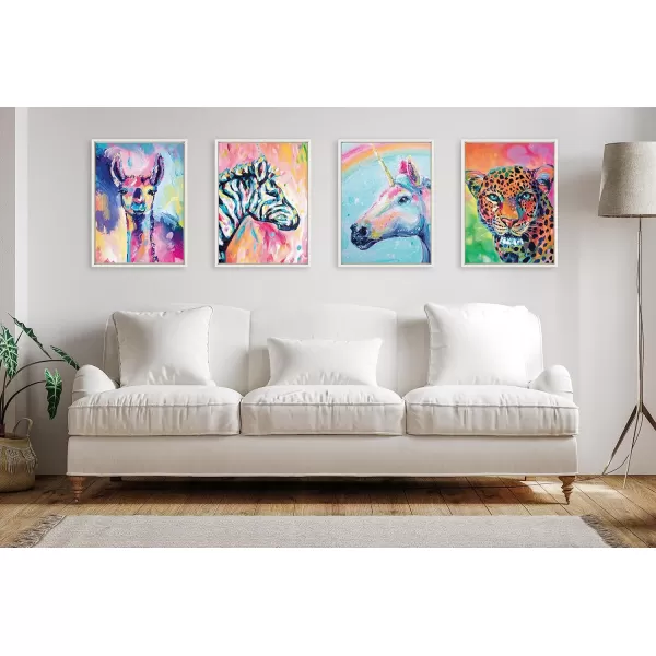 Kate and Laurel Sylvie Do You Believe in Magic Framed Canvas Wall Art by Rachel Christopoulos 18x24 White Modern Bright Colorful Unicorn Art for WallWhite