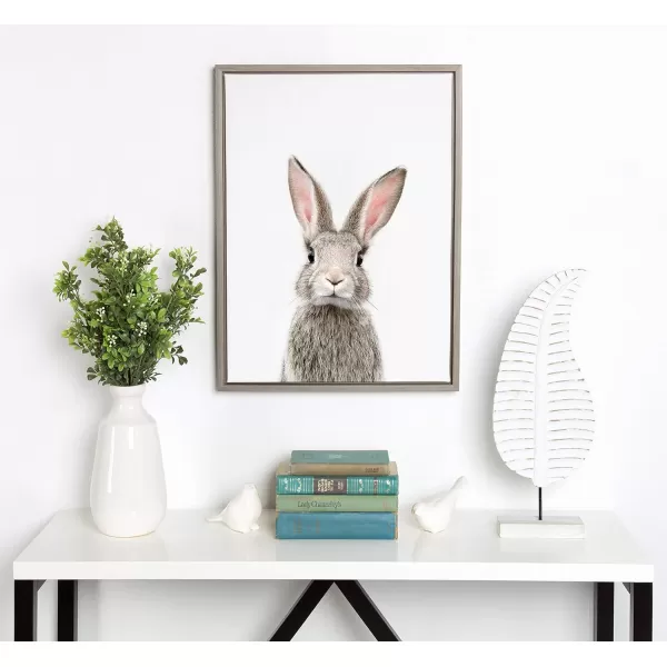Kate and Laurel Sylvie Female Rabbit Framed Canvas Wall Art by Amy Peterson 18x24 Gold Baby Animal Home DecorGrey