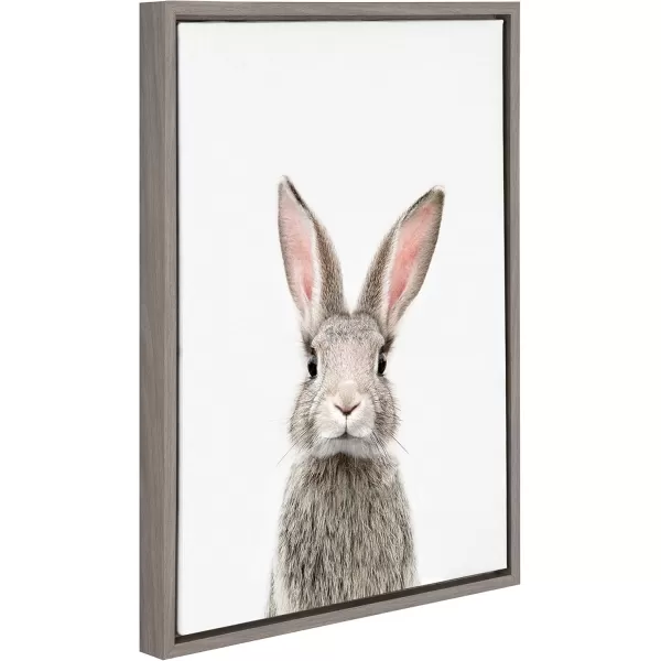 Kate and Laurel Sylvie Female Rabbit Framed Canvas Wall Art by Amy Peterson 18x24 Gold Baby Animal Home DecorGrey