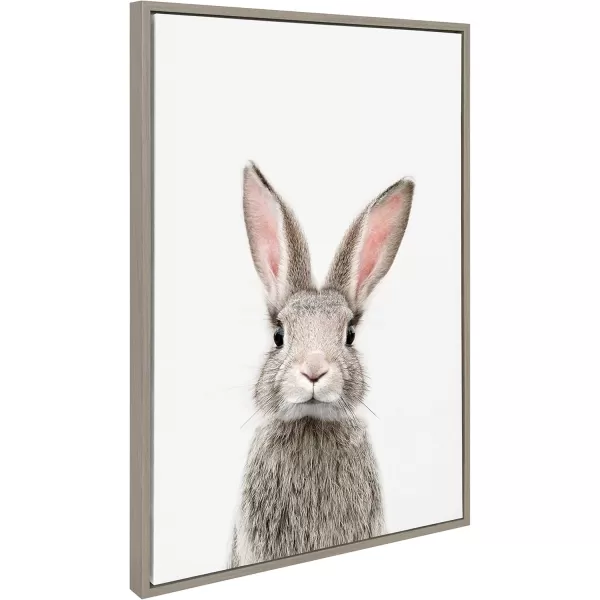 Kate and Laurel Sylvie Female Rabbit Framed Canvas Wall Art by Amy Peterson 18x24 Gold Baby Animal Home DecorGrey