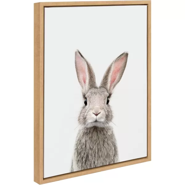 Kate and Laurel Sylvie Female Rabbit Framed Canvas Wall Art by Amy Peterson 18x24 Gold Baby Animal Home DecorNatural