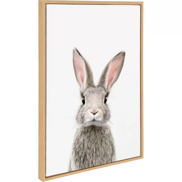 Kate and Laurel Sylvie Female Rabbit Framed Canvas Wall Art by Amy Peterson 18x24 Gold Baby Animal Home DecorNatural