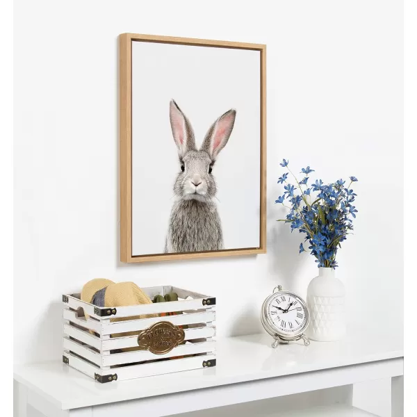 Kate and Laurel Sylvie Female Rabbit Framed Canvas Wall Art by Amy Peterson 18x24 Gold Baby Animal Home DecorNatural