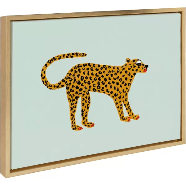 Kate and Laurel Sylvie Glam Cat Framed Canvas Wall Art by Bouffants and Broken Hearts 18x24 Gold Chic Animal Wall DecorGold