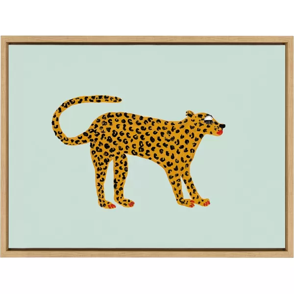 Kate and Laurel Sylvie Glam Cat Framed Canvas Wall Art by Bouffants and Broken Hearts 18x24 Gold Chic Animal Wall DecorNatural