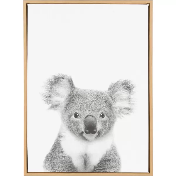 Kate and Laurel Sylvie Koala Bear Black and White Portrait Framed Canvas Wall Art by Simon Te Tai 18x24 NaturalNatural