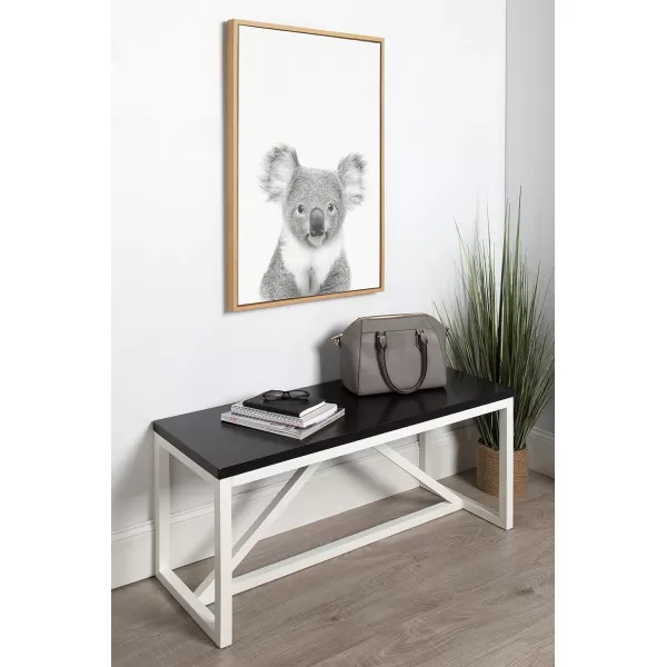 Kate and Laurel Sylvie Koala Bear Black and White Portrait Framed Canvas Wall Art by Simon Te Tai 18x24 NaturalNatural