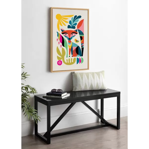 Kate and Laurel Sylvie Mid Century Modern Fox Framed Canvas Wall Art by Rachel Lee of My Dream Wall 23x33 Natural Colorful Abstract Animal Nursery Art for WallNatural