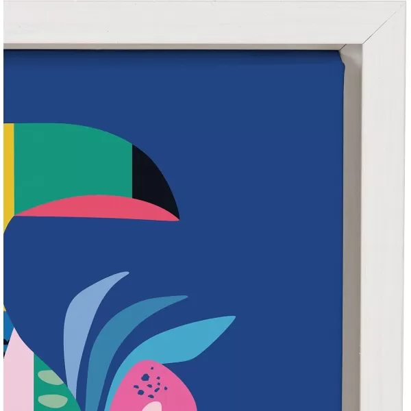 Kate and Laurel Sylvie Mid Century Modern Hibiscus Framed Canvas Wall Art by Rachel Lee of My Dream Wall 18x24 Natural Colorful Tropical Art for WallWhite