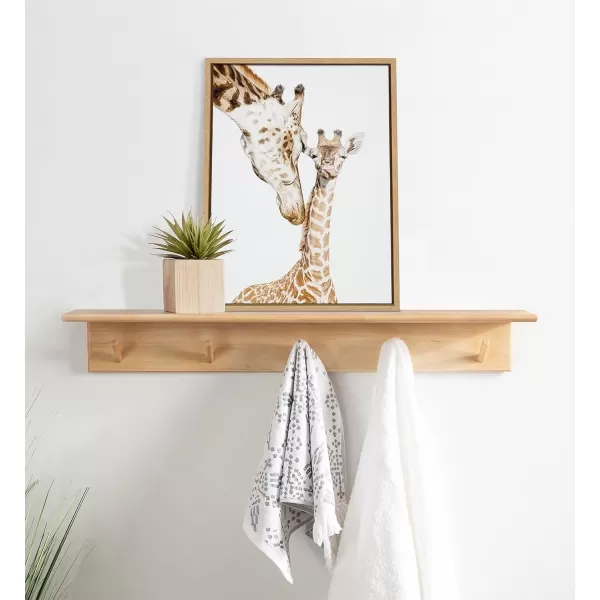 Kate and Laurel Sylvie Mother and Baby Giraffe Portrait Framed Canvas Wall Art by Amy Peterson Art Studio 18x24 Natural Modern Cute Animal Portrait for WallNatural